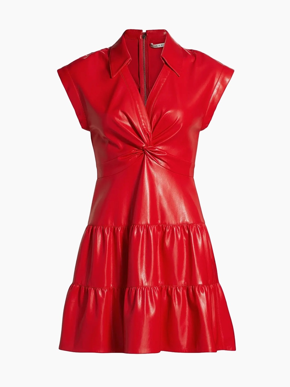 ALICE + OLIVIA

Mila Faux Leather Twist-Front Minidress
